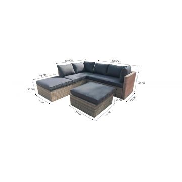 Almadia Modulo Lounge Hoekset - 4 stuks - Natuurlijk Kobo Grijs