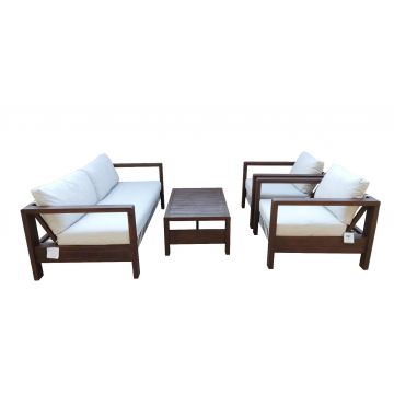 Zambra Lounge Set - 4 stuks - Gevlochten Outdoor Off White