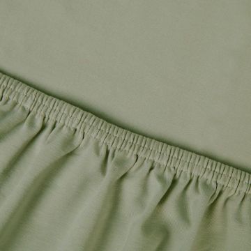 Kayori Edo topperhoeslaken katoensatijn - Olijfgroen