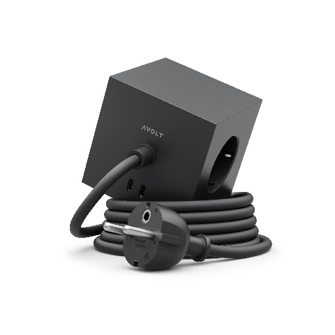 AVOLT Square 1 with 30W Dual USBC & Magnetic base - 1.8m - Stockholm Black