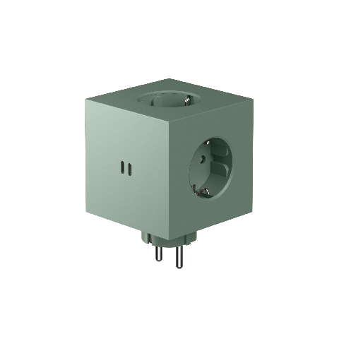 AVOLT Square 2 Socket extender with 30W Dual USBC - Oak Green